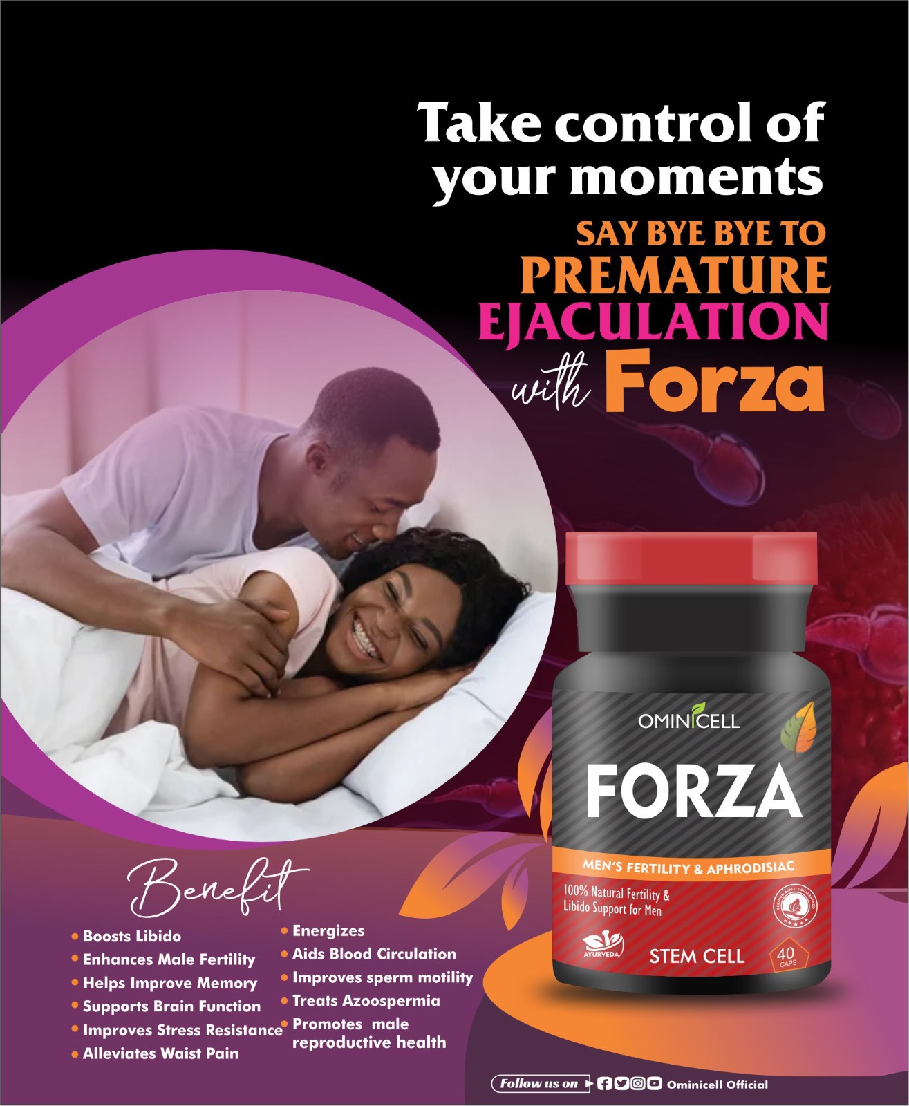 Forza supplement bottle, designed to boost energy, improve stamina, and enhance vitality - Ominicell