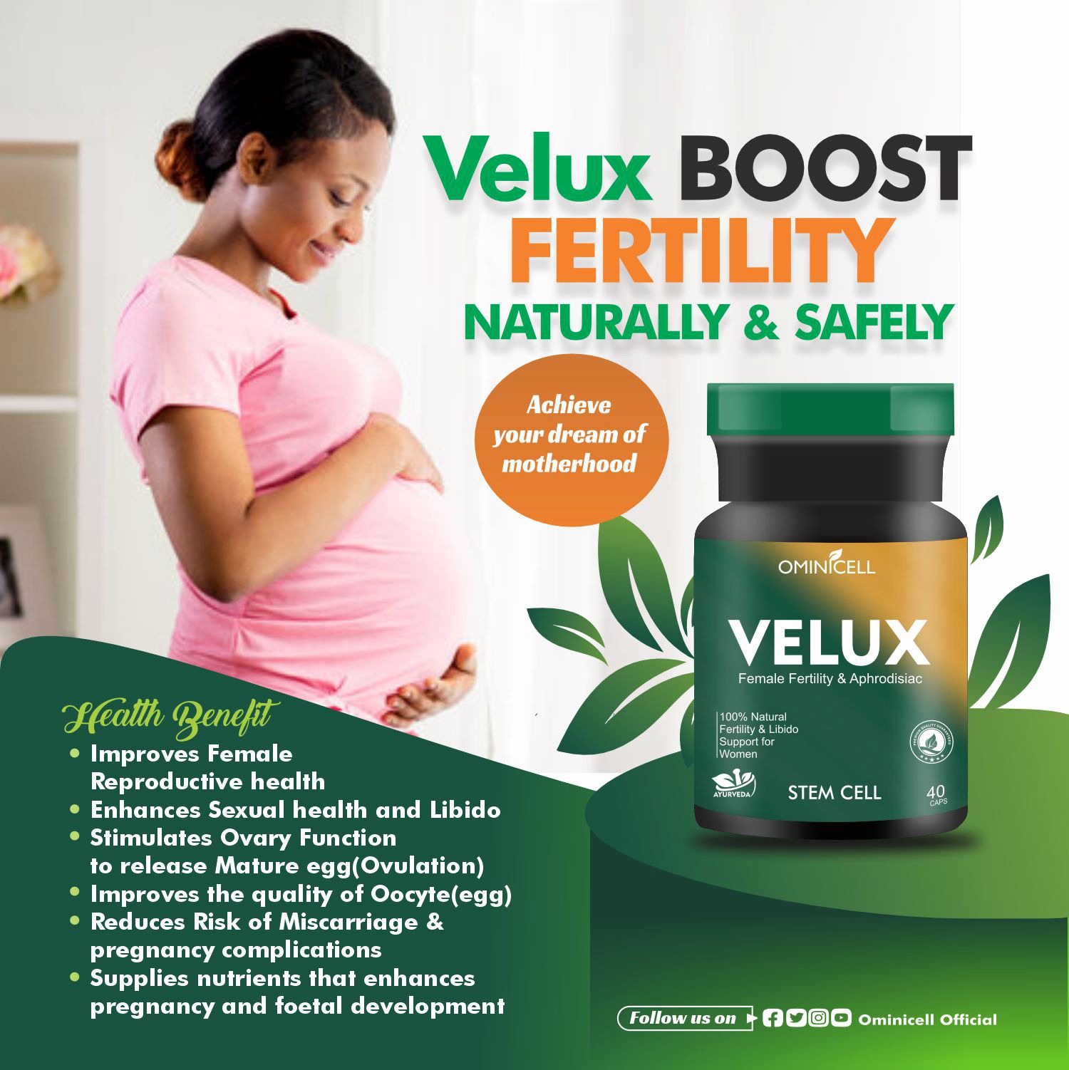 Velux supplement bottle, formulated to enhance immunity, vitality, and overall health - Ominicell